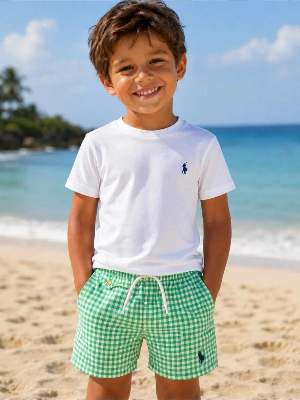 Ralph Lauren Green Gingham Swim Shorts